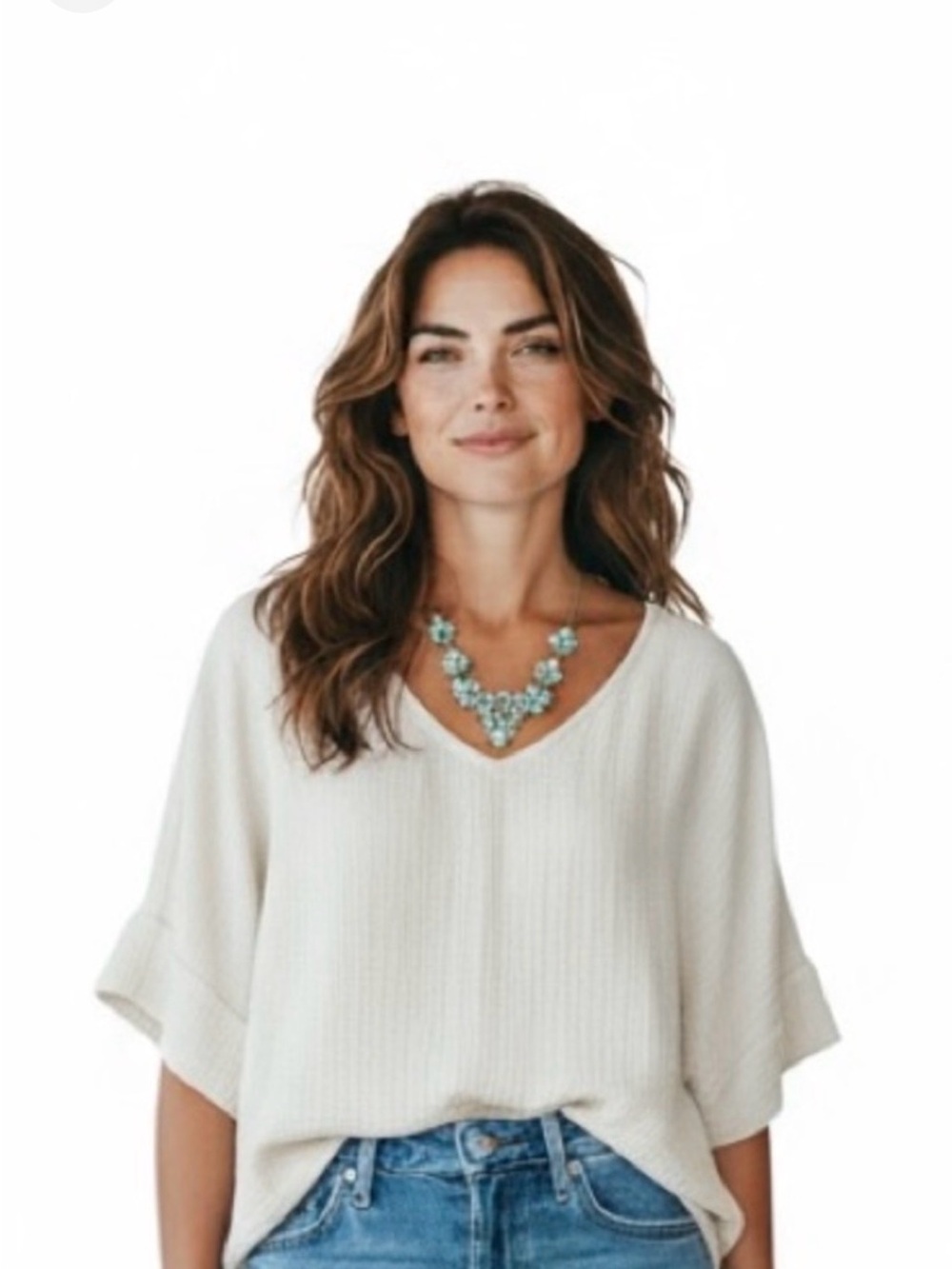 Joie White Gauze V-Neck Boxy Tunic